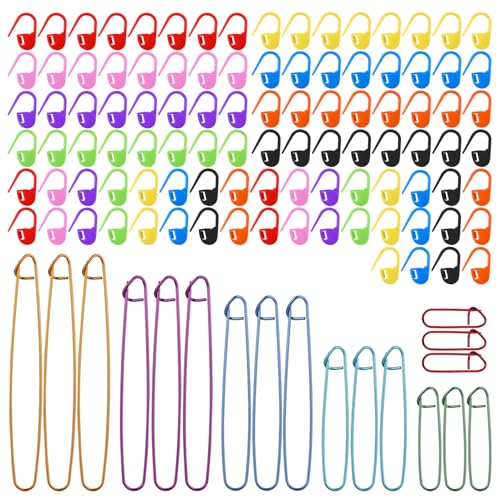 18 Stück Maschenhalter Stricken und 100 Stück Strickmaschenmarkierer, Strickmaschenhalter Kordelstricken Häkeln Maschenmarkierer zum Nähen Häkeln Stricken von Gosknor