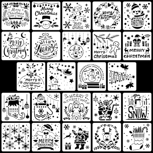 24-Teiliges Weihnachtsschablonenset, Wiederverwendbare Weihnachtsmalvorlage Rechteckige Weihnachtsschablonen zum Basteln für Stoffe Wände Karten Sammelalben 24-Teiliges Weihnachtsschablonenset, Wiederverwendbare Weihnachtsmalvorlage Rechteckige Weihnachtsschablonen zum Basteln für Stoffe Wände Karten Sammelalben von Gosknor