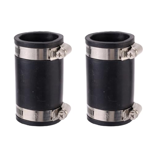 2stk Flexible PVC-Kupplung für 2" Nennweite, 6,1cm Innendurchmesser Gummikondensat-Rohrkupplung als Ersatz mit Edelstahl-Schlauchschelle für Abflussrohr-Reparatur & Upgrade von Gosknor