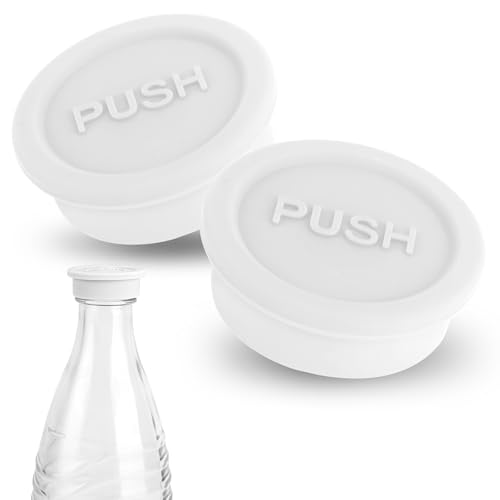 2stk Glasflaschendeckel für Sodastream, Silikon Sodaflaschenverschluss Wiederverwendbar Trinkflaschen Verschlussdeckel Wasserflaschenverschlussabdeckung Kompatibel mit -Glasflasche (Weiß) von Gosknor