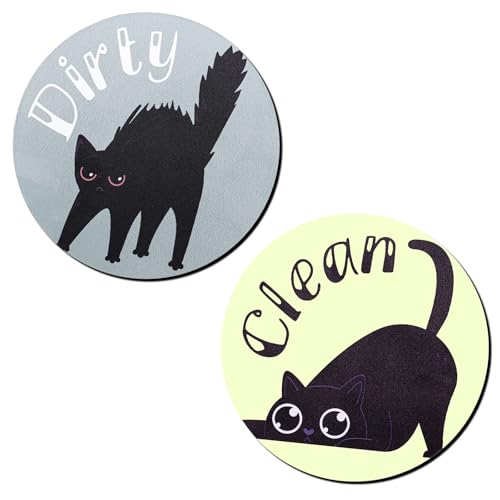 2stk Schwarze Katze Geschirrspüler Magnet Sauber Schmutzig, Doppelseitiges Spülmaschinen Magnet Lustiger Spülmaschinen Magnet Clean Dirty mit Katzenmotiv für Küche Kühlschrank Waschküche von Gosknor