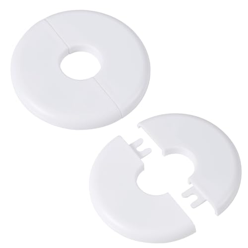 2stk Wandflansch, Selbstklebend Rosettenplatte für Wasserleitungen mit 17mm Durchmesser ABS Rund Sanitär-Abdeckplatten mit Schnallendesign für Wasserhahn Küche Toilette (Weiß) von Gosknor