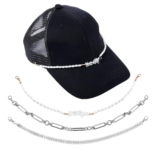 3st Trucker Hut Ketten, Metallperle Hutkette Dekorativ Hat Chain Barzubehör Abnehmbares DIY Hutschmuckzubehör für Mesh Baseball Cap Dekorationen 3st Trucker Hut Ketten, Metallperle Hutkette Dekorativ Hat Chain Barzubehör Abnehmbares DIY Hutschmuckzubehör für Mesh Baseball Cap Dekorationen von Gosknor