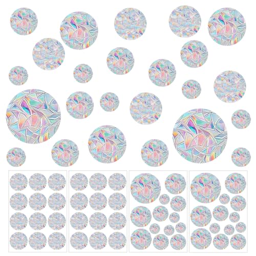 4 Bögen Anti Kollision Fensteraufkleber, Regenbogen-Reflexions-Fensteraufkleber zur Verhinderung von Vogelschlägen Fenster-Schutzaufkleber (Kreis) von Gosknor