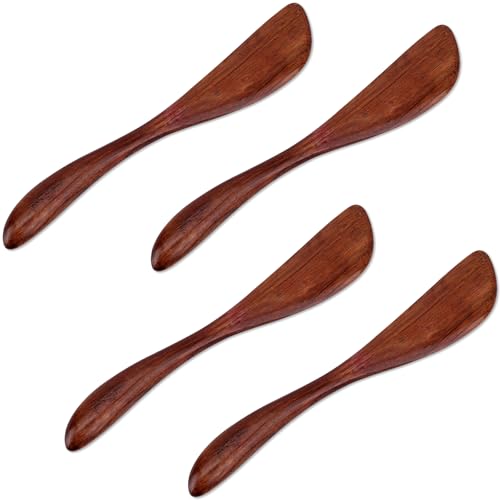 4 Stück Buttermesser, 15 cm Buttermesser Walnuss Mini-Käse-Butterstreicher Messer für Küche und Restaurant Streichmesser für Gelee Marmelade Käse Sandwich Käse von Gosknor