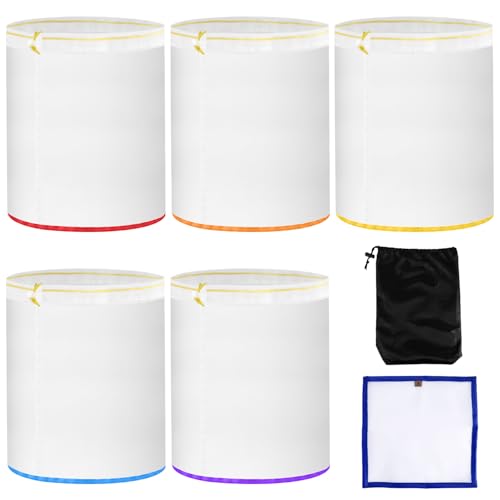 5er-Pack 5-Gallonen-Netzfilterbeutel, 5-Farbiges Wiederverwendbares Feinnylon-Filterbeutel-Set mit Presssieb und Aufbewahrungstasche für 5-Gallonen-Eimer (25 bis 220 Mikron) von Gosknor