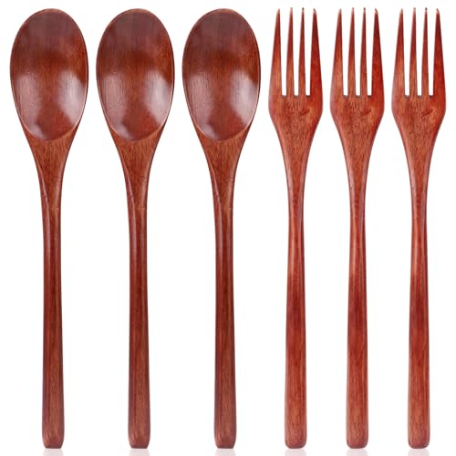6 Stück holzlöffel und gabeln, 22,5cm Holzlöffel Besteck Wiederverwendbar Servierbesteck-Set zum Rühren Kochen für Tee Kaffee Honig Zucker Glas Gewürzlöffel für den Täglichen Gebrauch 6 Stück holzlöffel und gabeln, 22,5cm Holzlöffel Besteck Wiederverwendbar Servierbesteck-Set zum Rühren Kochen für Tee Kaffee Honig Zucker Glas Gewürzlöffel für den Täglichen Gebrauch von Gosknor