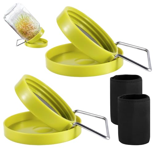 6stk Keimdeckel Set, Keimdeckel für Einmachgläser Weithalsdeckel für Keimgläser Tablett und Abtropfständer mit Verdunkelungshülle zum Züchten von Brokkolisamen Alfalfa Mungbohnensprossen von Gosknor