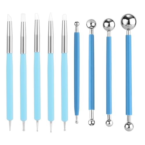 9 St Polymer Clay Werkzeuge, Töpfer-Ton-Bildhauerwerkzeug Inklusive 4-Tlg. Doppelendiger Metallkugelwerkzeuge und 5-Tlg. 2-Wege-Punktierstiftwerkzeug für DIY-Dekorationskunst aus Ton 9 St Polymer Clay Werkzeuge, Töpfer-Ton-Bildhauerwerkzeug Inklusive 4-Tlg. Doppelendiger Metallkugelwerkzeuge und 5-Tlg. 2-Wege-Punktierstiftwerkzeug für DIY-Dekorationskunst aus Ton von Gosknor