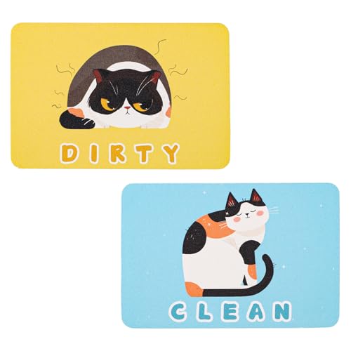 Gosknor 2 Lustige Spülmaschinenmagnete mit Katzenmotiv Clean Dirty, Doppelseitig Wendbar Haustier-Küchenzubehör für Geschirrspüler Kühlschrank Waschküche Überwachung von Gosknor