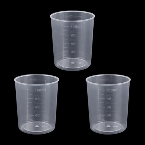 Gosknor 3 Stück Reis Messbecher für Reiskocher, 100ml Transparent Kunststoff Waschbecher für die Küche zum Messen Trockener und Flüssiger Zutaten von Gosknor