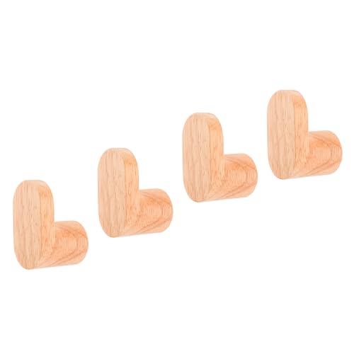 Gosknor 4 Stück Wandhaken aus Holz, Kleiderhaken zur Wandmontage mit Schrauben und Dehnrohren Handtaschenhalter Kleiderständer für Hüte Rucksäcke Handtücher Kleidung (Oval) von Gosknor