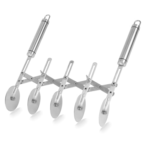 Gosknor Professioneller Teigschneider mit 5 Rädern, Silber Multifunktionaler Teigmesser-Rollenteiler mit Griff zum Backen von Keksen Pizza Nudeln und Küche Gosknor Professioneller Teigschneider mit 5 Rädern, Silber Multifunktionaler Teigmesser-Rollenteiler mit Griff zum Backen von Keksen Pizza Nudeln und Küche von Gosknor