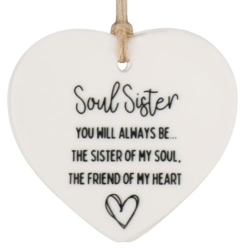 Gosknor Seelenschwester Plakette, Hängende Keramik-Freundschaft Herz Schwester Geschenke für Freundinnen Beste Schwester Freundschaftsgeschenk Hängeschild Ornament für Wand- und Türdekoration von Gosknor