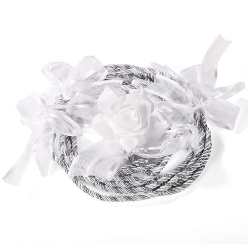 Lasso-Seil für Hochzeiten, Hochzeits-Lasso für Zeremonien Lazo-Seil Katholische Hochzeitszeremonie Einheitskordel Katholische Hochzeitsdekoration Mexikanische Brautgeschenke(Silber, Weiß) von Gosknor
