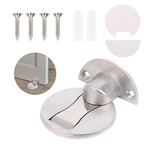 Magnetischer Türstopper, Aluminiumlegierung Bodenmontage Türstopper Ohne Bohren mit Schrauben Selbstklebend für Schlafzimmer Wohnzimmer Büro Schule (Silber) von Gosknor