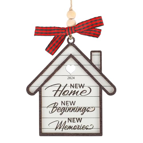 Ornament zum Einzug ins Neue Zuhause 2024, Hausform Einweihungsgeschenk zum Ersten Weihnachtsfest Holz Hängende Weihnachtsdekoration Geschenk zum Einzug ins Neue Zuhause (Stil 2) von Gosknor