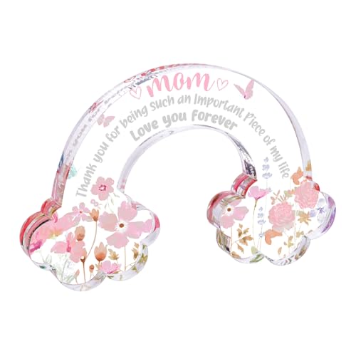 Puzzles für Mama, Süßes Graviertes Acrylblock-Puzzleteil Geschenke für Mama Süße Thanksgiving-Geschenke Herzerwärmendes Geschenk Muttertagsgeschenke von Tochter und Sohn (Regenbogen) von Gosknor