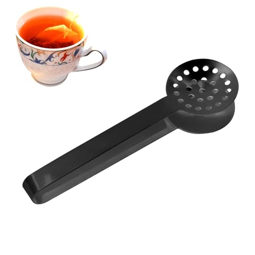 Teebeutel-Quetschzange, Edelstahl-Teesieb-Spender Greifer Zubehör für Teeliebhaber Geschenke (Schwarz) von Gosknor