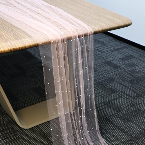 Tischläufer Tüll mit Perlen, 300x90cm Tischdecke aus Perlenspitze Weich Stoff aus Perlentüll Tischdekoration für Brautparty Geburtstagsfeier Hochzeitsbogen (Rosa) von Gosknor