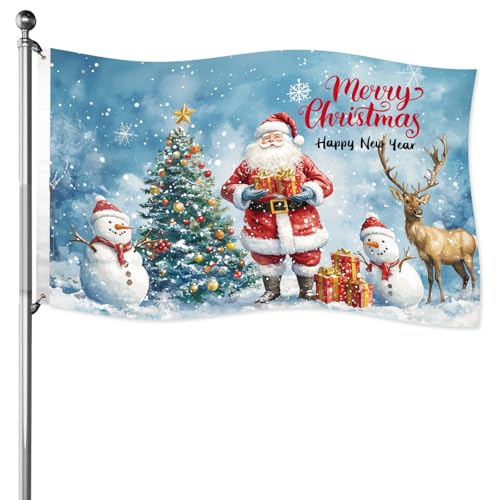 Gosknor Weihnachts Flagge, 150x90cm Doppelseitige Frohe Weihnachten-Flaggen für Draußen Frohes Neues Jahr-Flaggen Dekorative Weihnachtsflaggen Perfekte Weihnachtsdekoration für Haus Hof und Garten Gosknor Weihnachts Flagge, 150x90cm Doppelseitige Frohe Weihnachten-Flaggen für Draußen Frohes Neues Jahr-Flaggen Dekorative Weihnachtsflaggen Perfekte Weihnachtsdekoration für Haus Hof und Garten von Gosknor