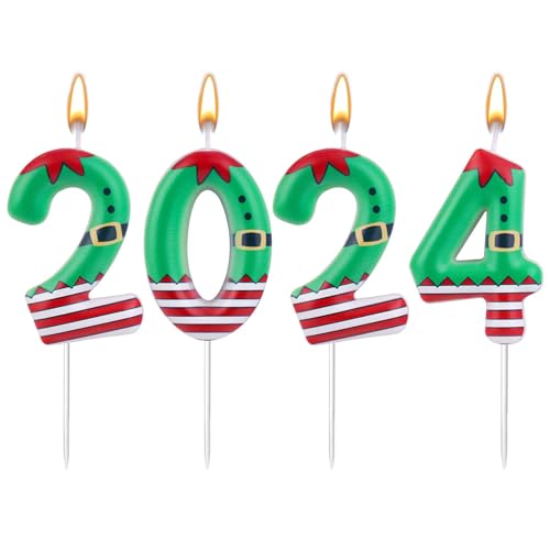Weihnachtskerzen 2024, 4st Zahlen Kerzen mit Plastikstäben Süß Weihnachtsdeko Kerzen für Weihnachtsfeierdekoration Winterferienfestgeschenk Weihnachtskerzen 2024, 4st Zahlen Kerzen mit Plastikstäben Süß Weihnachtsdeko Kerzen für Weihnachtsfeierdekoration Winterferienfestgeschenk von Gosknor