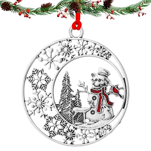 Weihnachtsschmuck, Runder Weihnachtsschmuck zum Aufhängen aus Metall 6cm Schneemannschmuck Christbaumschmuck Weihnachtsdekoration Weihnachtsparty Geschenk von Gosknor