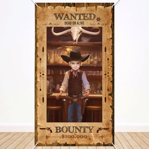 Western-Steckbrief-Foto-Requisite, Groß Cowboy-Party-Dekoration Lustig Steckbrief Wilder Westen Fotoautomat Rahmen Rodeo-Banner Hintergrund für Cowboy-Thema Geburtstag Party Zubehör Western-Steckbrief-Foto-Requisite, Groß Cowboy-Party-Dekoration Lustig Steckbrief Wilder Westen Fotoautomat Rahmen Rodeo-Banner Hintergrund für Cowboy-Thema Geburtstag Party Zubehör von Gosknor