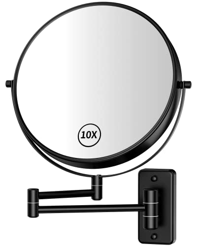 Gospire Kosmetikspiegel Wandmontage 9 Zoll Doppelseitiger Wandspiegel Rasierspiegel Schminkspiegel mit Normal und 10 Fach VergroBerung,360°Schwenkbar,verchromt für Badezimmer, Kosmetikstudio,Hotel von Gospire