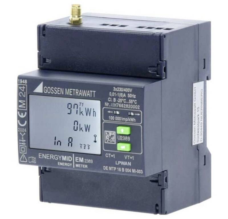 Gossen Metrawatt Wechselstromzähler Gossen Metrawatt EM2389 Drehstromzähler mit Wandleranschluss 5 A MID, EM2389 von Gossen Metrawatt