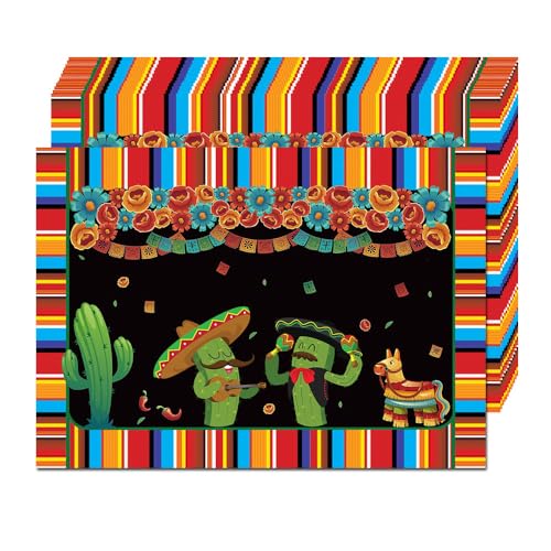 Fiesta Paper -Tischematen Cinco de Mayo Papier -Taschen 50 Pack, 10x14 Zoll Cactus Pinata Marcas Einweg -Placemat für mexikanische Themenfiester Cinco de Mayo Geburtstagsfeier Dekoration von GotGala