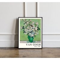 Vincent Van Gogh Poster, Rosen | 1890 Wandkunst, Print, Ausstellungsposter, Sonnenblumen Druck von GotTheme