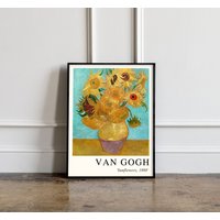 Vincent Van Gogh Poster, Sonnenblumen Wandkunst, Druck, Ausstellungsplakat, Sonnenblumendruck von GotTheme