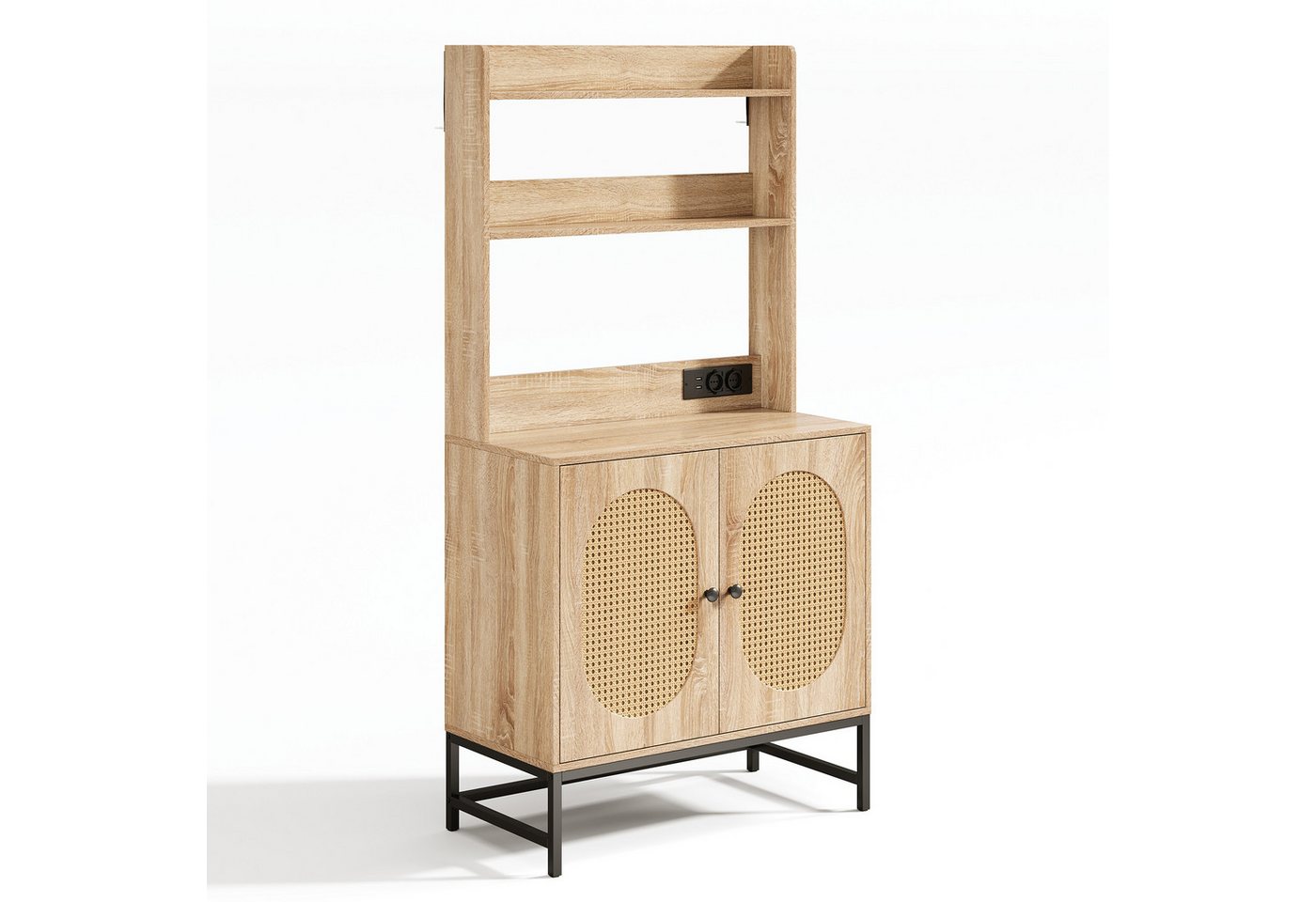 Gotagee Anrichte Buffetschränke Lagerschränke Sideboards Ankleideschränke Schränke, Rattan-Doppeltür mit Stauraum,Mit USB&220V Steckdose,Offene Ablagen Gotagee Anrichte Buffetschränke Lagerschränke Sideboards Ankleideschränke Schränke, Rattan-Doppeltür mit Stauraum,Mit USB&220V Steckdose,Offene Ablagen von Gotagee
