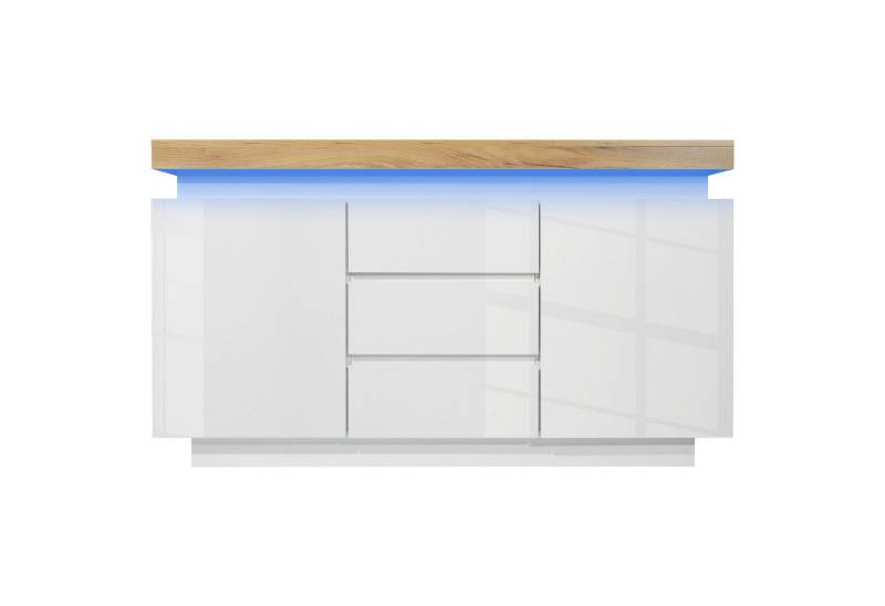 Gotagee Anrichte Kommode LED Beleuchtung Mehrzweckschrank Sideboard Hochglanz Anrichte von Gotagee