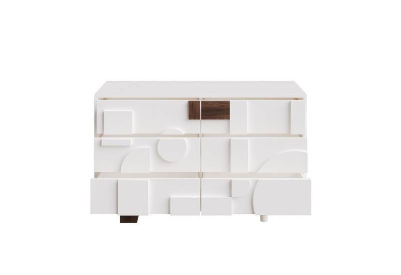 Gotagee Anrichte Küchenschränke Lagerschränke Dekorative Schränke Frisiertische weiß, Modernes Sideboard mit geometrisch gestalteten Türen von Gotagee