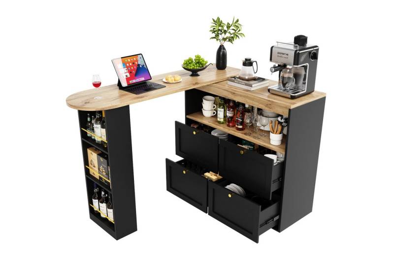 Gotagee Anrichte Schrank Schließfach Anrichte Drehbare Essbar Beistellschrank Schwarz, geeignet für Esszimmer/Arbeitszimmer/Wohnzimmer von Gotagee