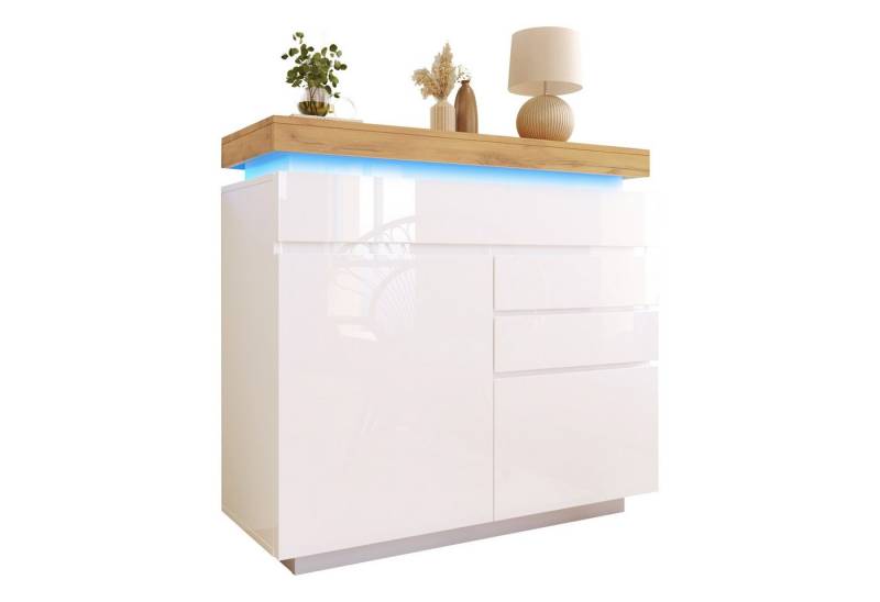 Gotagee Anrichte Sideboard Hochglanz Mehrzweckschrank Anrichte Kommode LED Beleuchtung von Gotagee