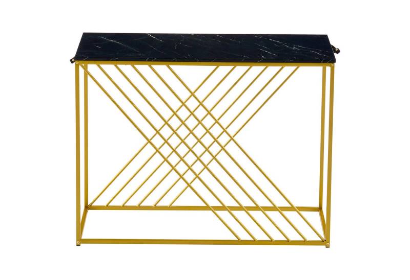 Gotagee Baumkantentisch Schwarzer Konsolentisch mit goldenem Fuß 100x35x77 cm Hochglanz MDF, für Eingangsbereich. von Gotagee