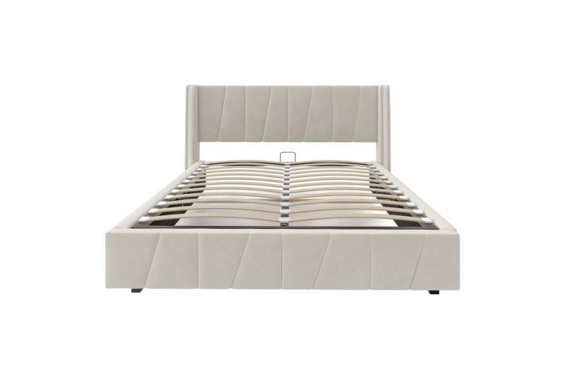 Gotagee Bettgestell 140x200cm modernes Doppelbettgestell Gästebett mit USB-Anschluss, Silikon-Lichtleisten-Design, extra großer Stauraum im Sockel Gotagee Bettgestell 140x200cm modernes Doppelbettgestell Gästebett mit USB-Anschluss, Silikon-Lichtleisten-Design, extra großer Stauraum im Sockel von Gotagee