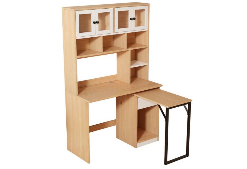 Gotagee Computertisch Regal-Schreibtisch Schrankschreibtisch Arbeitstisch Ablagetisch 180cm, Schrankschreibtisch,Weiß Natur 180cm von Gotagee