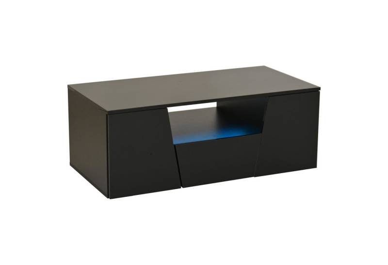 Gotagee Couchtisch 100x50x40cm Wohnzimmertisch Hochglanz Beistelltisch LED Kaffeetisch, Hochglanz-wohnzimmertisch mit 2 schränke von Gotagee