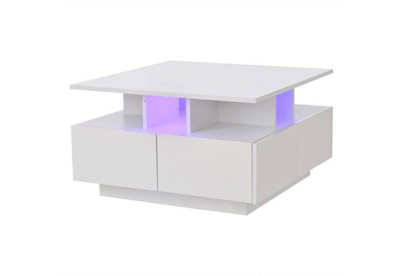 Gotagee Couchtisch 70x70x40cm Teetisch Hochglanz Kaffeetisch Beistelltisch mit LED licht, Beistelltisch mit geometrische Design von Gotagee