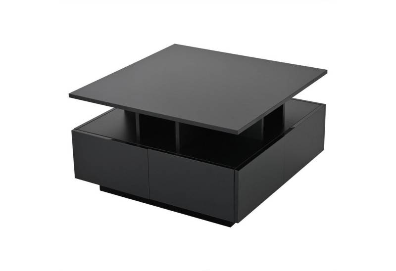 Gotagee Couchtisch 70x70x40cm Teetisch Hochglanz Kaffeetisch Beistelltisch mit LED licht, Beistelltisch mit geometrische Design von Gotagee