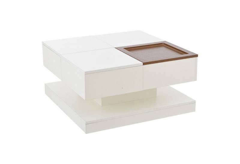 Gotagee Couchtisch 75.5x75.5x38cm Sofatisch Anhebbarer Wohnzimmertisch Beistelltisch Weiß, Anhebbarer Multifunktionstisch, Sofatisch mit 4 Fächern von Gotagee