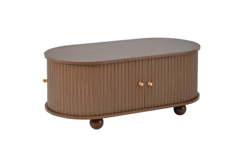 Gotagee Couchtisch Beistelltisch Nussbaum Multifunktionsmöbel kaffeetisch Sofatisch, Sofatisch mit 360 Grad Schiebetür von Gotagee
