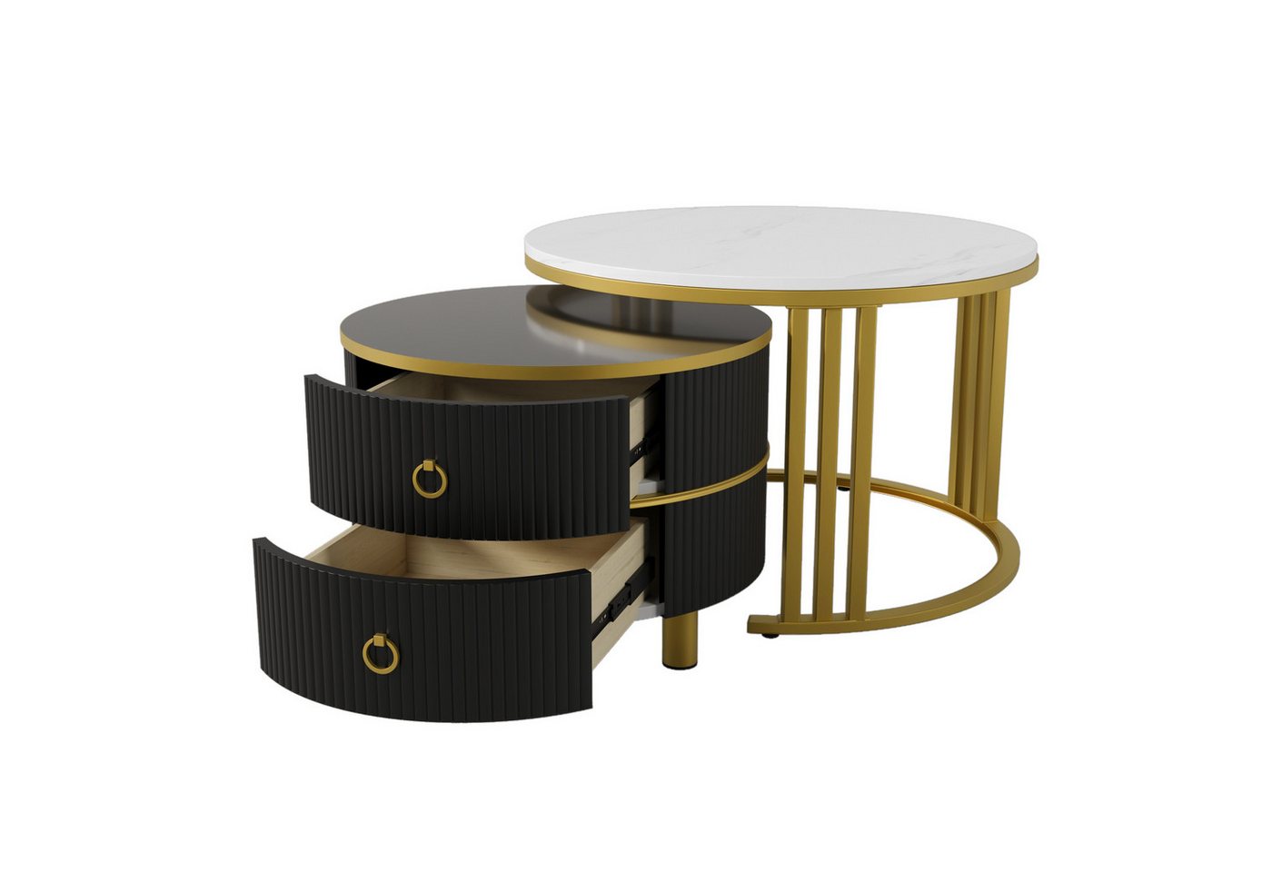 Gotagee Couchtisch Freizeittisch Kaffeetisch Sofatisch Runder Beistelltisch Schubladen von Gotagee