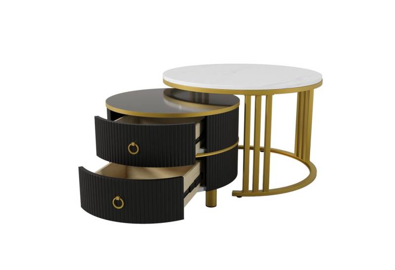 Gotagee Couchtisch Freizeittisch Kaffeetisch Sofatisch Runder Beistelltisch Schubladen von Gotagee