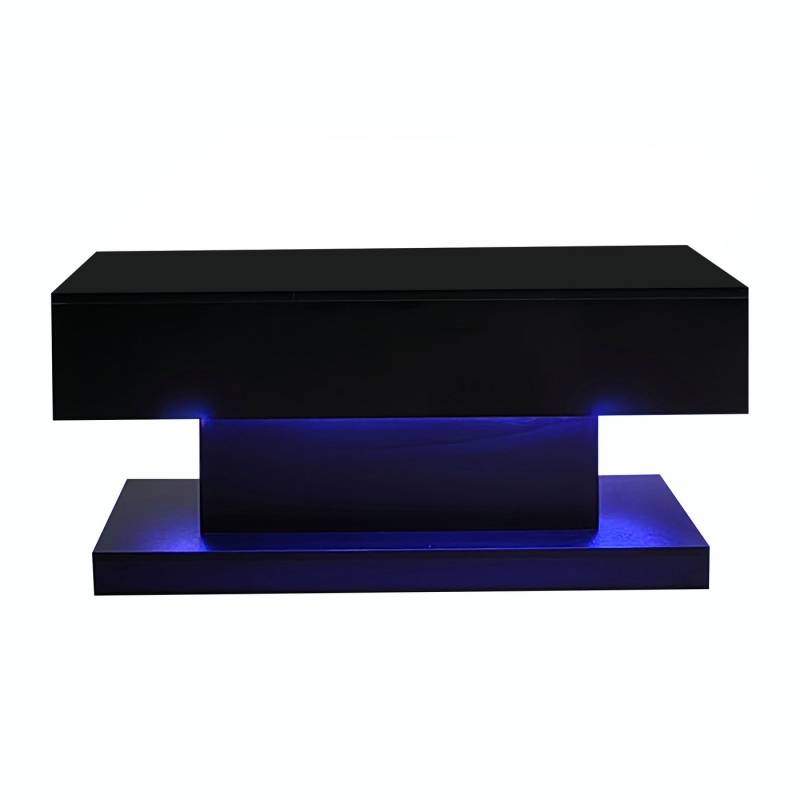 Gotagee Couchtisch Hochglanz-Lift- LED-Teetisch100 x 50 x 45 cm mit LED-Beleuchtung, Halbhebbares Tischblatt und seitlich verschiebbares Design. von Gotagee