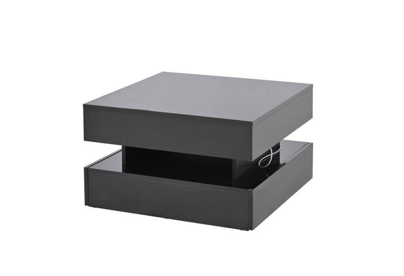 Gotagee Couchtisch Kaffeetisch anhebbarer Wohnzimmertisch Hochglanz Beistelltisch mit LED, geometrischem Design und verstecktem Stauraum von Gotagee